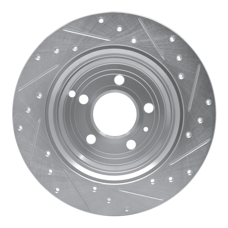 Volvo 850 Brake Rotor (1) - Rear Left - R1 Concepts - Drilled & Slotted - Silver - `96-`04